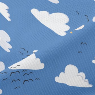 Cartoon Blue Sky And Flying Bi Piqué
