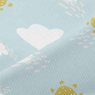 Cute Clouds And Sun Piqué