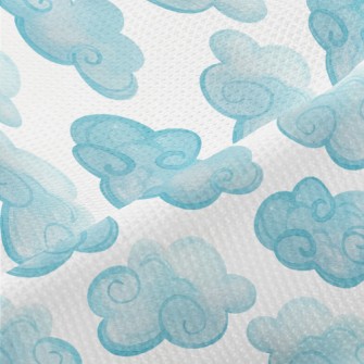 Watercolor Blue Clouds Piqué