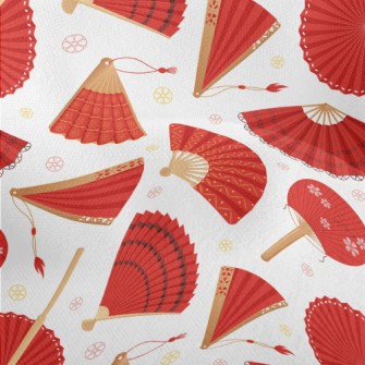 Japanese Red Fan Lightweight Performance Linen