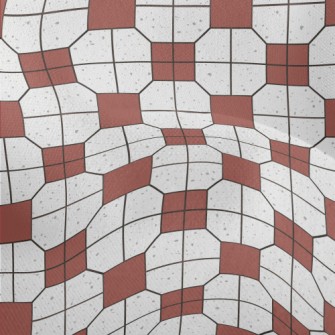 Retro Tile Pattern Lightweight Performance Linen