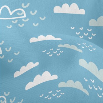 Lovely Blue Sky And White Clou Lightweight Performance Linen