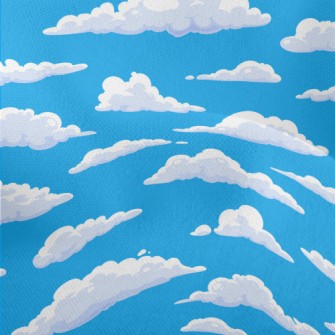 Fluffy Cartoon Clouds Lightweight Performance Linen