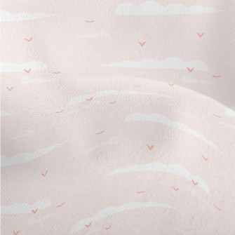 Pink Sky And Flying Birds Lightweight Performance Linen