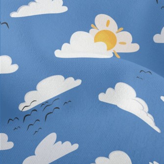 Cartoon Blue Sky And Flying Bi Lightweight Performance Linen