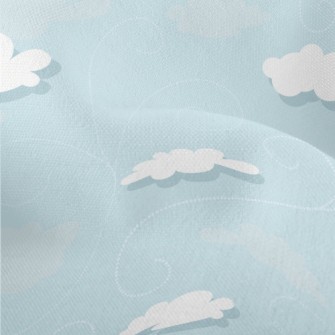 Cartoon Clouds And Blue Sky Lightweight Performance Linen