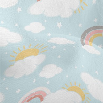 Hand Drawn Sunny Rainbow Lightweight Performance Linen