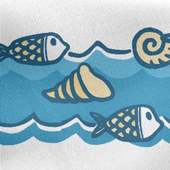 Shells And Fish Jersey Backed Fleece