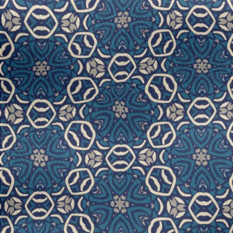 Gorgeous Blue Kaleidoscope Jersey Backed Fleece
