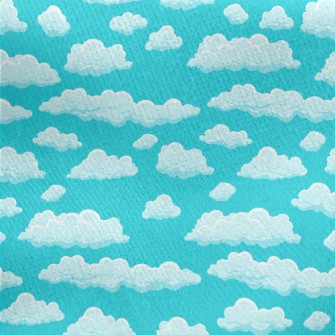 Beautiful Cartoon Clouds Jersey Backed Fleece
