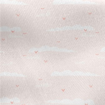 Pink Sky And Flying Birds Jersey Backed Fleece