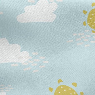 Cute Clouds And Sun Jersey Backed Fleece