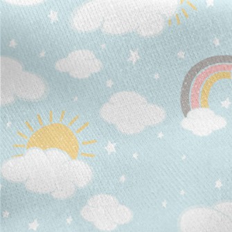 Hand Drawn Sunny Rainbow Jersey Backed Fleece