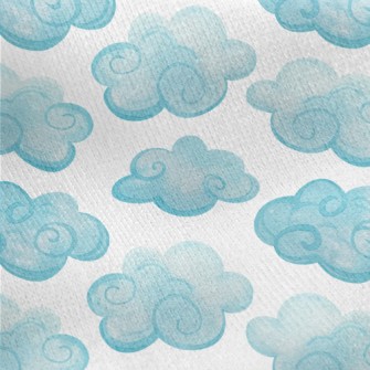 Watercolor Blue Clouds Jersey Backed Fleece