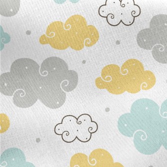 Colorful Cartoon Clouds Jersey Backed Fleece