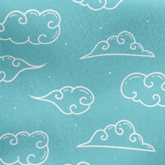 Cute Line Clouds Jersey Backed Fleece