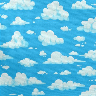 Cartoon Blue White Clouds Pongee