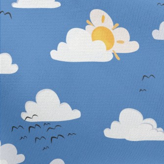 Cartoon Blue Sky And Flying Bi Pongee