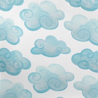 Watercolor Blue Clouds Pongee