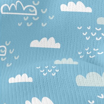 Lovely Blue Sky And White Clou Stretch Jersey
