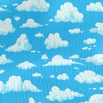 Cartoon Blue White Clouds Stretch Jersey