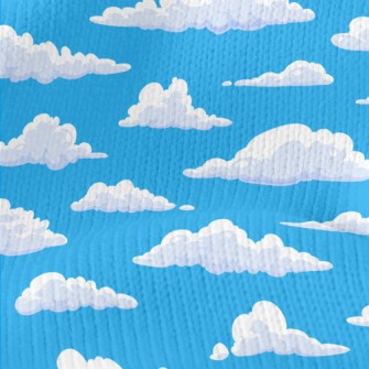 Fluffy Cartoon Clouds Stretch Jersey