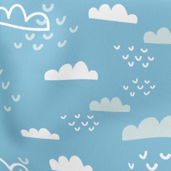 Lovely Blue Sky And White Clou Lightweight Cotton Poplin