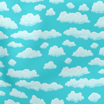 Beautiful Cartoon Clouds Lightweight Cotton Poplin