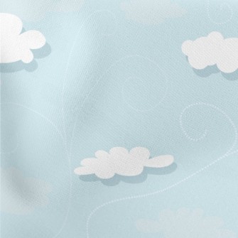 Cartoon Clouds And Blue Sky Lightweight Cotton Poplin