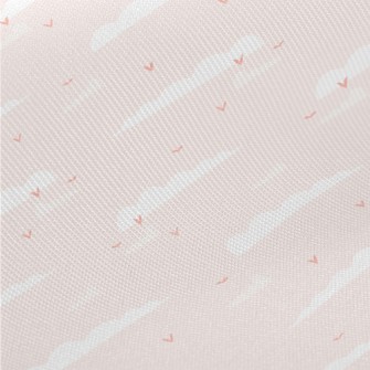 Pink Sky And Flying Birds Midweight Cotton Poplin