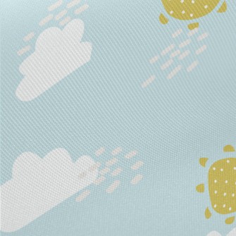 Cute Clouds And Sun Midweight Cotton Poplin