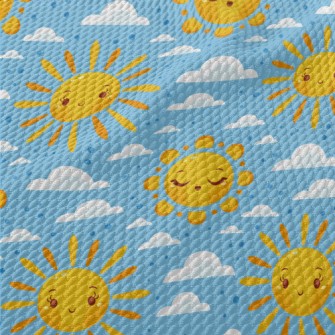 Cute Cartoon Sun Birdseye Piqué