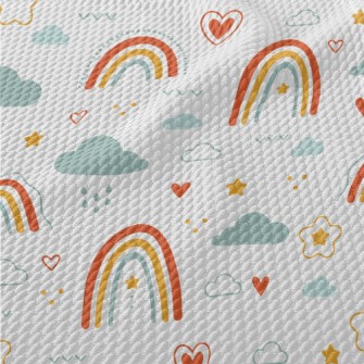 Cute Hand Drawn Rainbow Birdseye Piqué