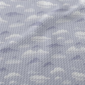 Purple Hand Drawn Clouds Birdseye Piqué