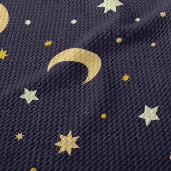 Cartoon Stars And Moon Birdseye Piqué