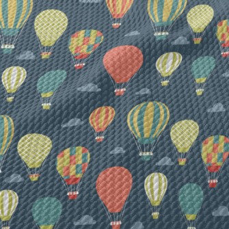 Colorful Pattern Hot Air Ballo Birdseye Piqué