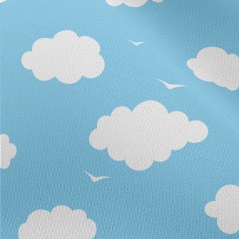 Flying Birds And White Clouds Chiffon