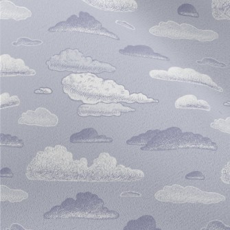 Purple Hand Drawn Clouds Chiffon