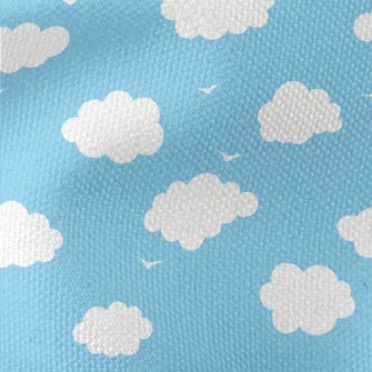 Flying Birds And White Clouds Waterproof Canvas