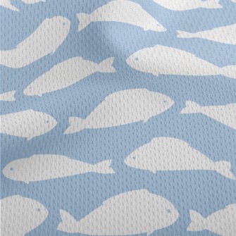 White Fish Silhouette Athletic Mesh Flat Back