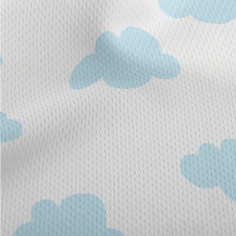 Light Blue Clouds Athletic Mesh Flat Back
