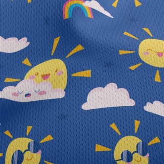 Happy Cartoon Sun Athletic Mesh Flat Back