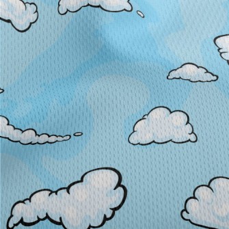 Cartoon Blue Clouds Athletic Mesh Flat Back