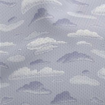 Purple Hand Drawn Clouds Athletic Mesh Flat Back