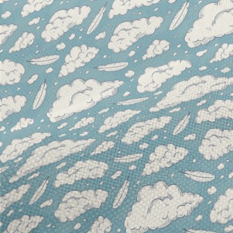 Retro Clouds And Feathers Performance Linen