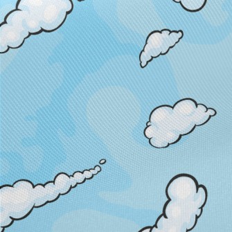 Cartoon Blue Clouds Twill