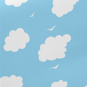 Flying Birds And White Clouds Twill