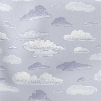 Purple Hand Drawn Clouds Stretch Ponte