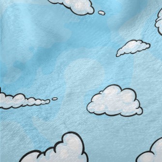 Cartoon Blue Clouds Minky