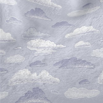 Purple Hand Drawn Clouds Minky
